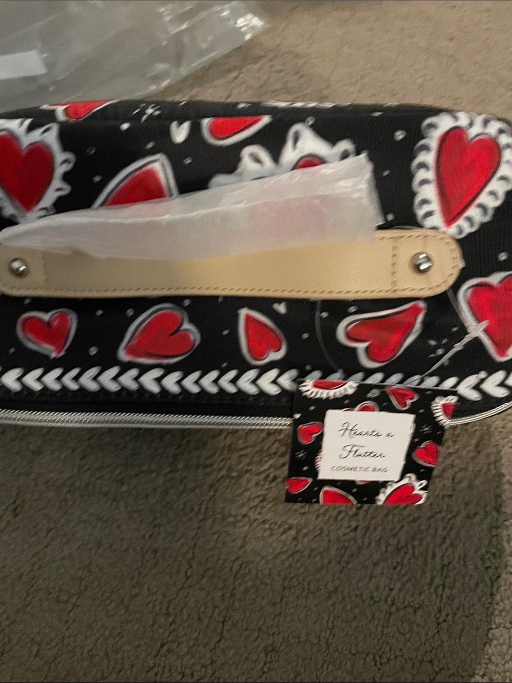 Brighton Black Cosmetic Case with Red Heart Print - Picture 5 of 13